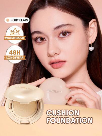 SHEGLAM Lock & Go Long-Lasting Cushion Foundation-Porcelain Brand Beauty Makeup Face Paint Cosmetic For Women Girls Perfect For Spring Summer Ideal For Y2K Fancy Fashion Suitable For Birthday Mother'S Day Gift Rave Party Ready Best Color