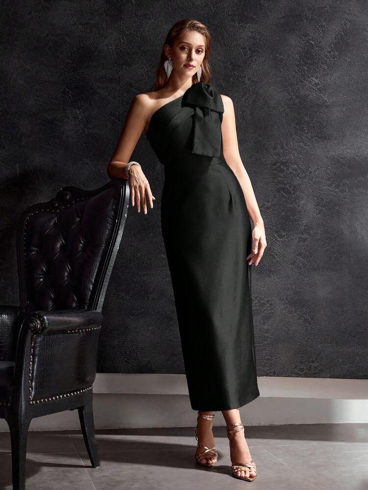 MOTF Soiréza WOMEN'S ONE SHOULDER BOW COCKTAIL PARTY DRESS