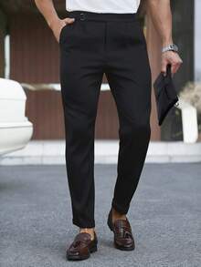 Manfinity Mode Men's Business Casual Straight-Leg Suit Pants - Black - View 5