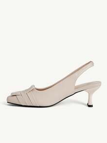 CUCCOO CHICEST Giày cao gót cổ yếm nữ, giày cao gót đế thấp, giày bít mũi nhọn, giày dự tiệc, giày công sở, giày mùa hè, giày cưới, giày cô dâu. - Bột - Xem 5