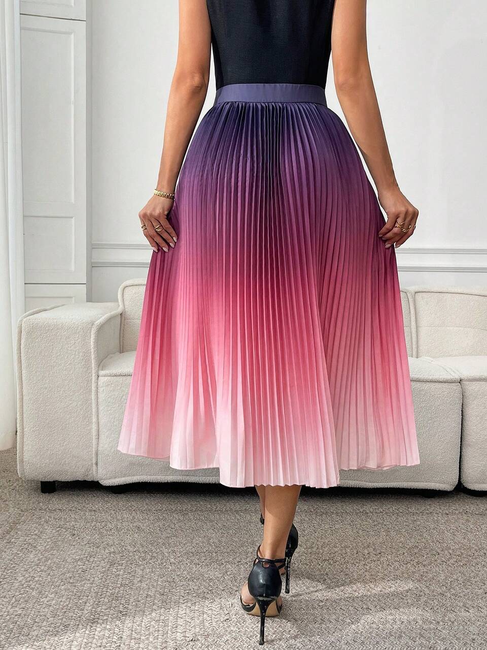 Women's Ombre Pleated Elegant Skirt, Summer For Women, Festival For Women, Elegant Skirt For Women, Work For Women