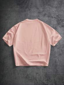 Manfinity ZONE917 Áo thun ngắn tay nam in hình môi đào, kiểu dáng thường ngày. - Hồng - Xem 5