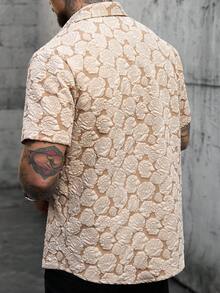 SLATEMANN Camisa de verano elegante de manga corta con botones delanteros para hombre - Caqui - Ver 2