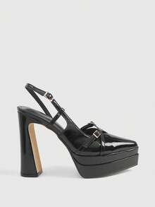CUCCOO LuxiPop Women's High Shoes, Stiletto High-Heeled Platform Black Exposed Heel Party High Heels, Nightclub Party Style, Vacation Wear, A Must For Travel, 2000's Style - Black - View 1