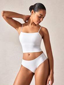 Solid Comfortable Wireless Bra, Lingerie - White - View 8