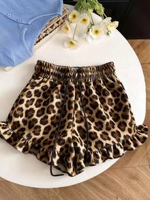 Resyla Pantalones cortos sueltos con cintura con cordón y dobladillo con volantes para mujer - Multicolor - Ver 5