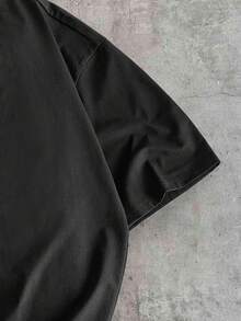 AXEPEAK Men's Letter Print Round Neck Casual Short Sleeve T-Shirt - Black - View 3