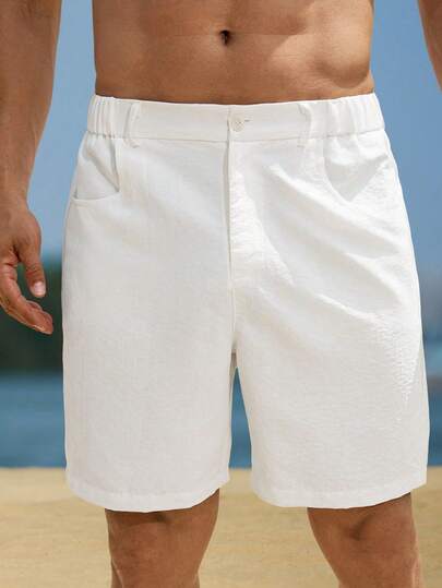 VENTUSAIL Pantalones cortos casuales de unicolor para hombres de talla grande, versátiles para el verano y vacaciones