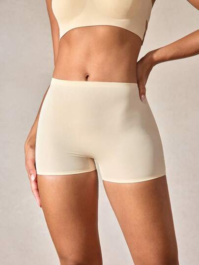 1pc High Waist Seamless Boxer Briefs For Women Boyshorts Soft Panties Under The Skirts Casual-Comfy Underwear Anti-Lighting No Rolling Bottoming Shorts Lingerie