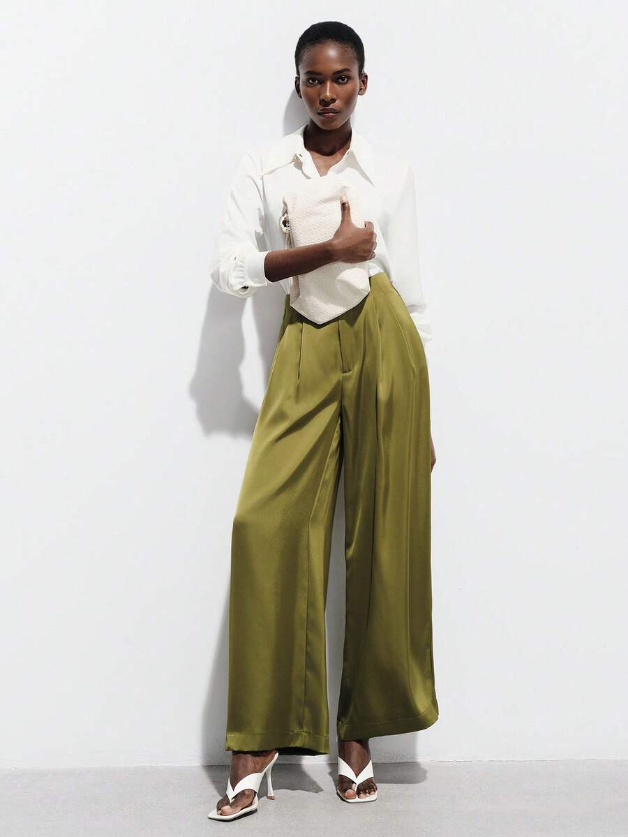 Aveloria Modichic Elegant Fashion Design Retro French Casual Loose Fit Slimming High-Quality Pants - Green - View 1