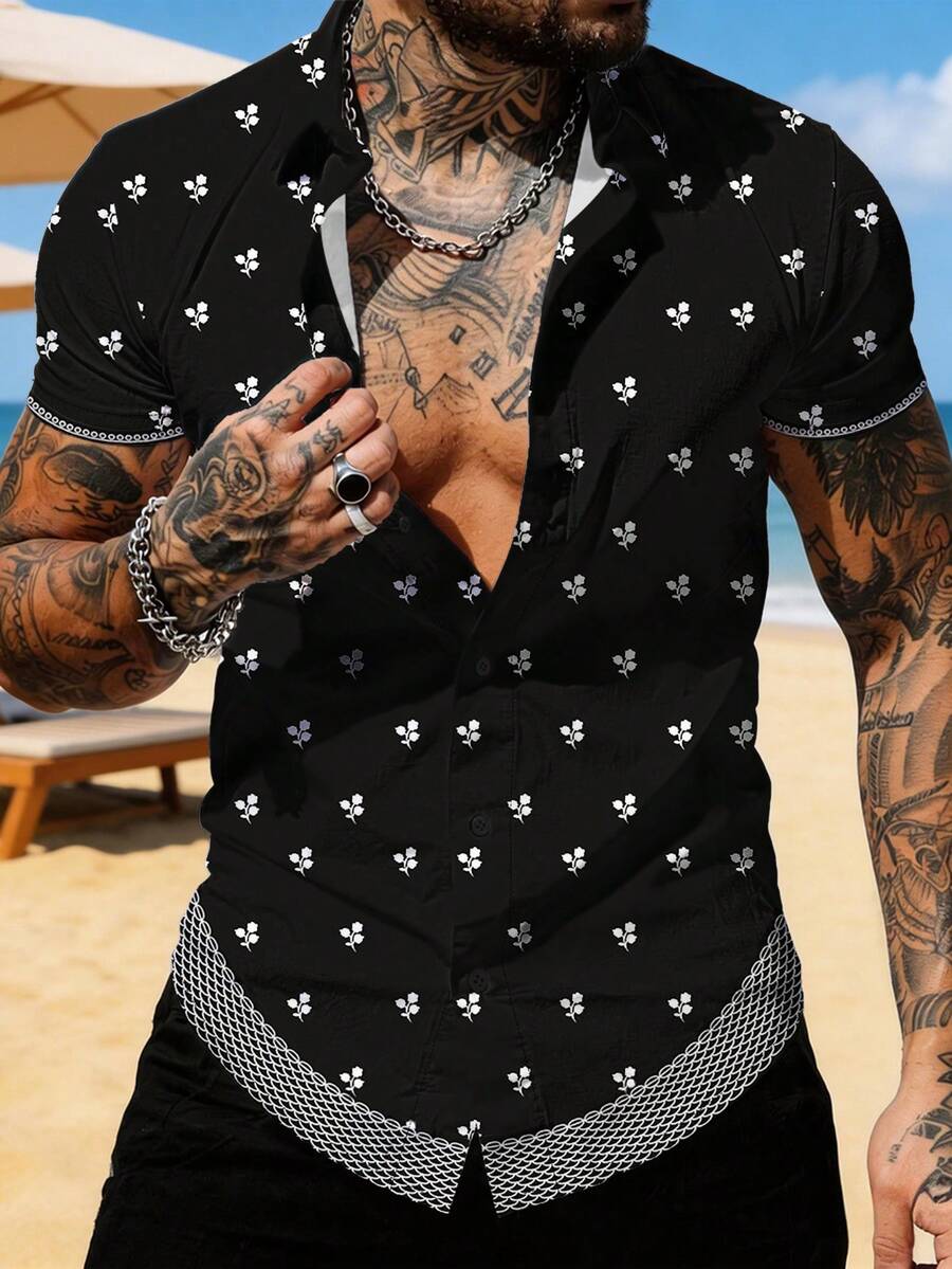 Manfinity RSRT 男士休闲碎花短袖衬衫