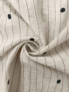 Easowa V领裹身系带蝴蝶结不规则下摆背心衬衫搭配松紧腰百慕大短裤套装，复古波点条纹印花亚麻面料，休闲放松优雅通勤度假春夏两件套女装 - 彩色 - 查看 7