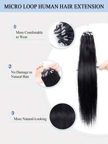 Tóc nối Micro Loop, tóc thật, 1 gói, thẳng tự nhiên, hạt cườm vô hình, dày, kiểu vòng nối Micro Loop, không cần keo, mềm mại, phù hợp cho mọi phụ nữ, dễ sử dụng cho người mới bắt đầu. - Nhiều màu - Xem 7