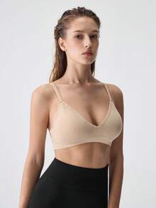 Loungeista 瑜珈女款無縫素色內衣 夏季適用 - 卡其色 - 查看 5