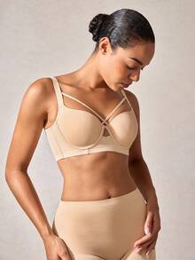 Seamless Floating Cup Bra For Women, Lift & Enhance Bust, Thin Sexy Underwire Bra - Apricot - View 6