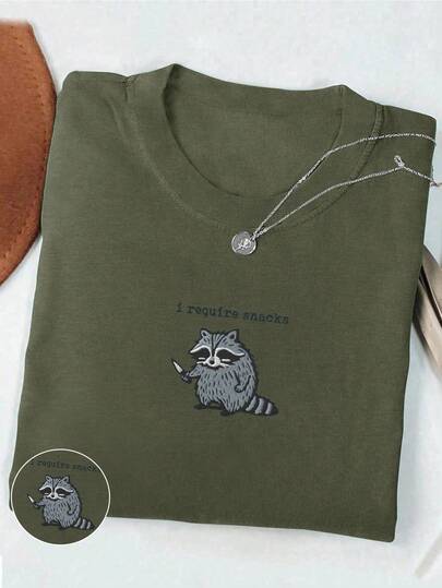 Women's Casual Everyday Commute Funny Cartoon Animal Slogan Print Short Sleeve T-Shirt, Summer