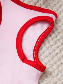 PETSIN Áo tank top cho thú cưng in hình hoa anh đào và nơ màu hồng, chất liệu mềm mại, thoáng khí, màu đỏ hồng. - Nhiều màu - Xem 3