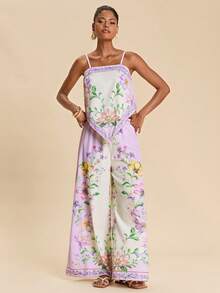 Travachic Vacation Print Tank Top & Pants 2 Pieces Set - Purple - View 4