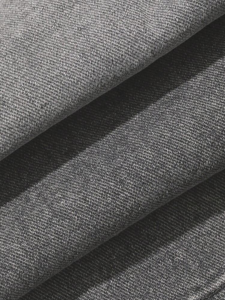 Plus Size Men's Solid Blue Elastic Waist Jeans, Suitable For Spring And Autumn