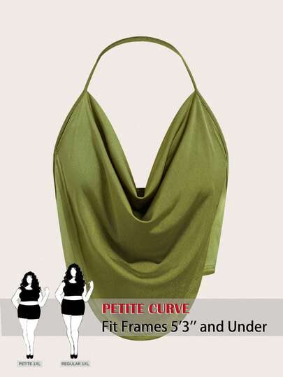 SHEIN PETITE CURVE Áo vest nữ cỡ lớn màu trơn cổ xếp ly kiểu dáng thường ngày