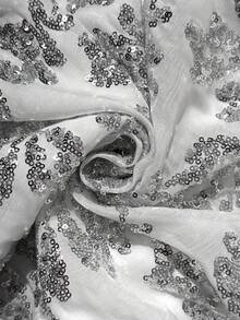 Lavishia Lace Patchwork Sequin Slip Dress - Silver - View 7