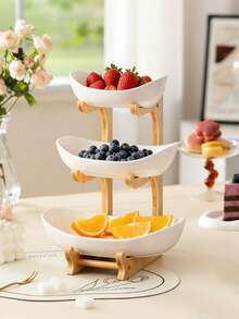 Multi-Layer Bamboo Fruit & Snack Tray, Creative Fruit Basket Holder For Home Christmas Gift - Multicolor - View 11