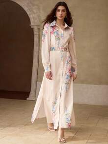 MOTF PREMIUM Women's Elegant Floral Print Dress - Multicolor - View 6