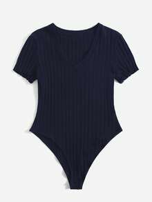 SHEIN EZwear 海军蓝加大码短袖连体衣 - 藏蓝色 - 查看 5
