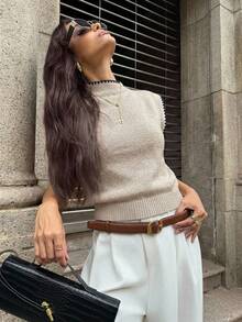 Firerie Áo vest len không tay cổ cao, dáng rộng, thanh lịch, đa năng dành cho nữ, thêu họa tiết hình vỏ sò, thích hợp cho các buổi hẹn hò, sự kiện sang trọng, đám cưới, sinh nhật, tiệc tùng, đi biển, lễ hội hóa trang, lễ hội âm nhạc. - trắng - Xem 12