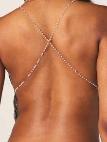 MISSGUIDED Women's Leopard Print One Shoulder Crop Top With Rhinestone Chain Straps And Plunging Neckline For Party Clubwear - Multicolor - View 5