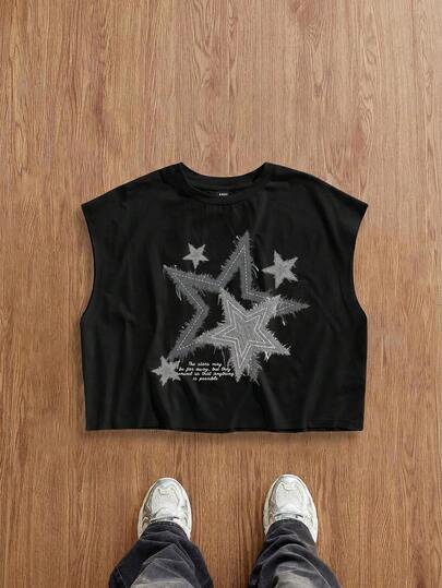 Manfinity Joysei Áo tank top hai dây dáng rộng, cỡ tiêu chuẩn, màu đen.