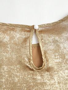 Franclia Women's Elegant Gold Blouses Summer Party Round Neck Ruffle Sleeve Tops Commuting Versatile Workplace Shirts Graduation Mom Wear Casual New Arrival - Gold - View 6