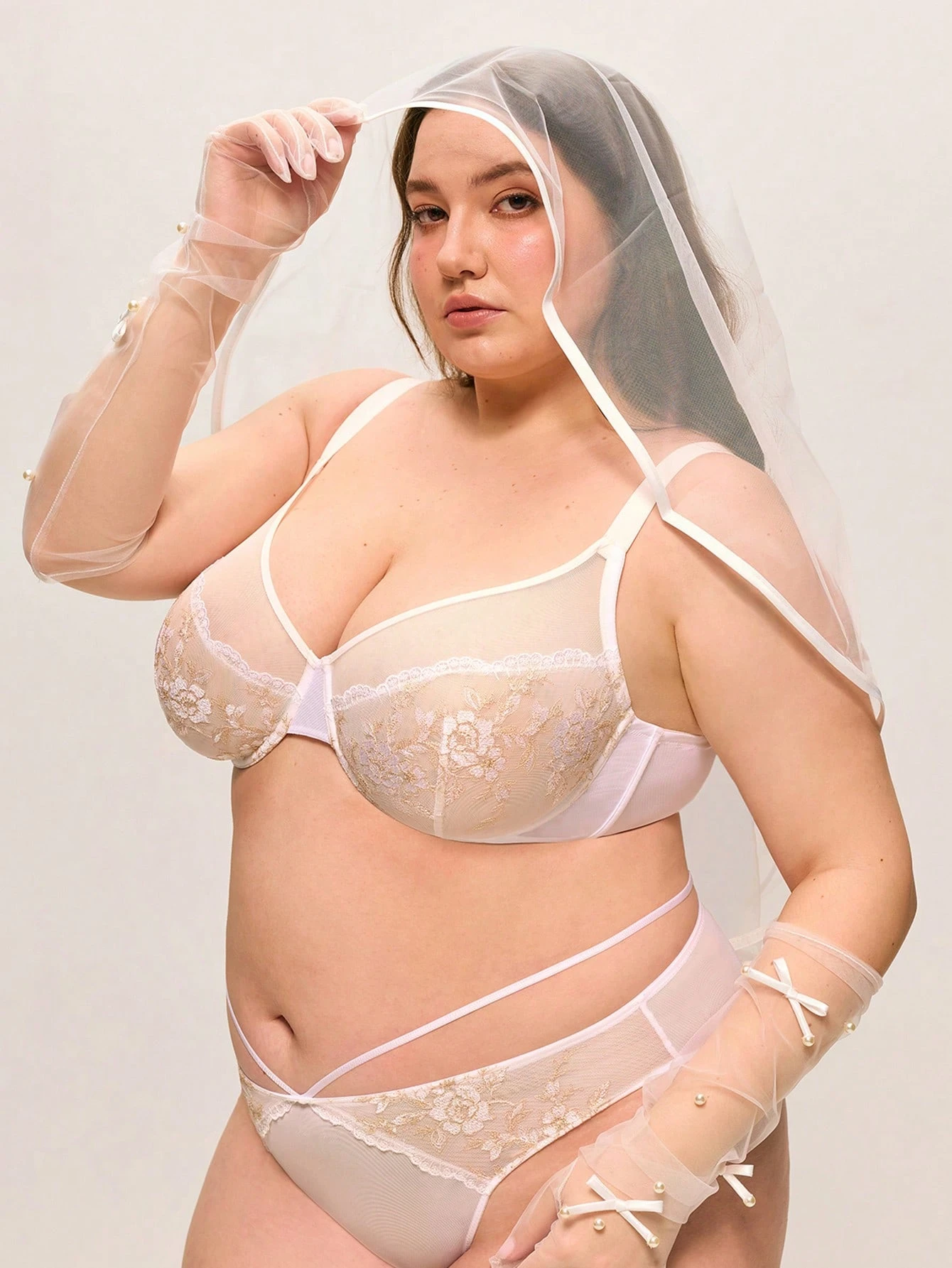 Full Coverage Unlined Embroidered Lace Bra
