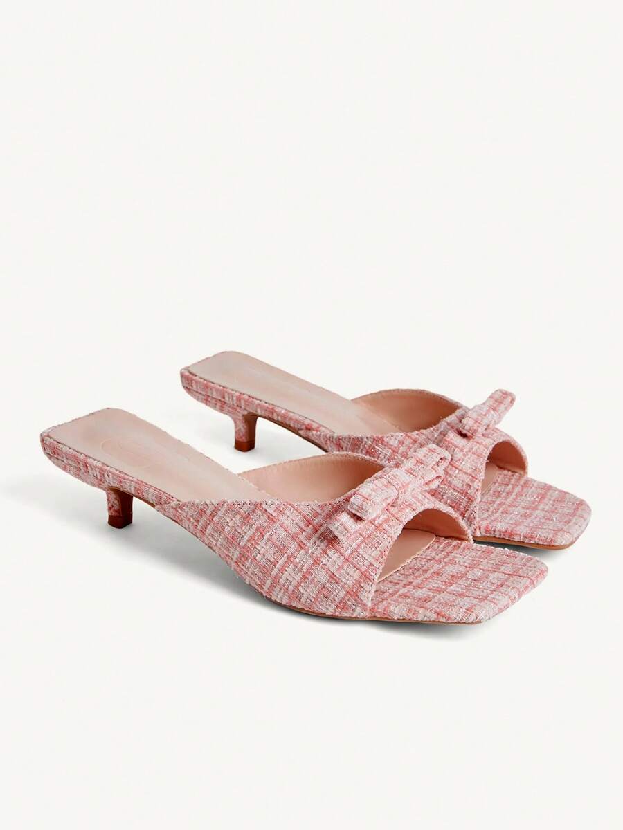 CUCCOO CHICEST 粉色细高跟方蝴蝶结凉鞋 - 粉色 - 查看 1