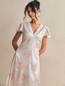 Poéselle 女士优雅印花连衣裙，夏季 - 粉色 - 查看 5