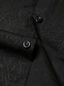 Manfinity Bizformal Men's Business Casual Embossed Fabric Long Sleeve Shirt - Black - View 5