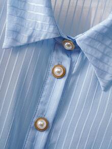 GlowEve Áo sơ mi nữ không tay kẻ sọc mùa hè kiểu dáng thường ngày - Nhiều màu - Xem 4