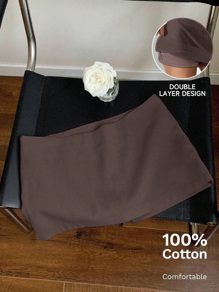 Comfortcana Chân váy ngắn màu xám thời trang, thiết kế tối giản, cạp thấp, thích hợp cho mùa hè. - Xám - Xem 1