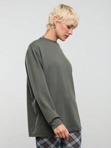 COUREZ Long Sleeve Waffle Textured Jersey T-Shirt /Y2K Long Sleeve Tops Going Out Tops Women Tops Winter Clothes For Women Green Top Cute Tops Summer Tops Summer Outfits - Dark Green - View 5