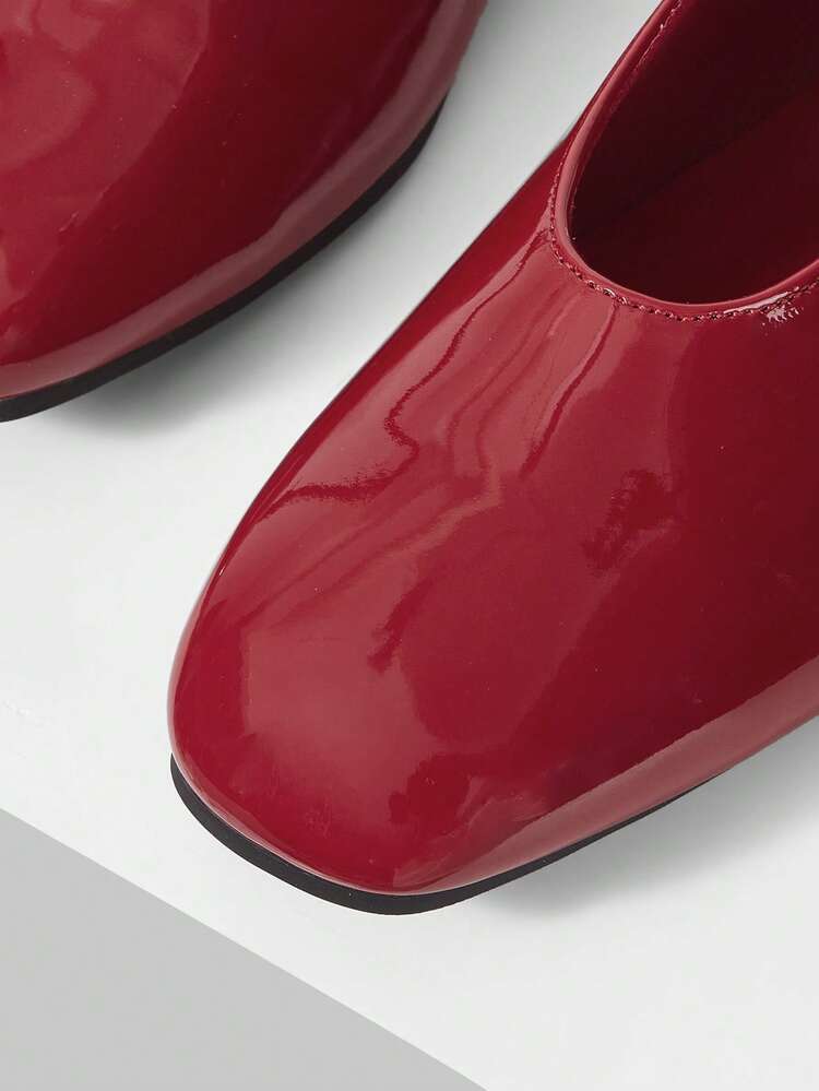 WOMEN SHOES NEW FRENCH RETRO FASHION RED PU LEATHER DOUBLE-BREASTED RIVET BUCKLE SQUARE TOE FLAT-SOLED SHOES, COMFORTABLE AND VERSATILE, LIGHT AND NOT TIRED FEET, SIMPLE ATMOSPHERE, CASUAL AND HIGH-END FOREIGN MARY JANE SHOES