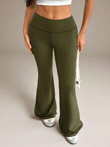 SHEIN Tall 女款高腰彈性瑜伽褲，修身健身緊身褲，適合高個女性 - 軍綠色 - 查看 7
