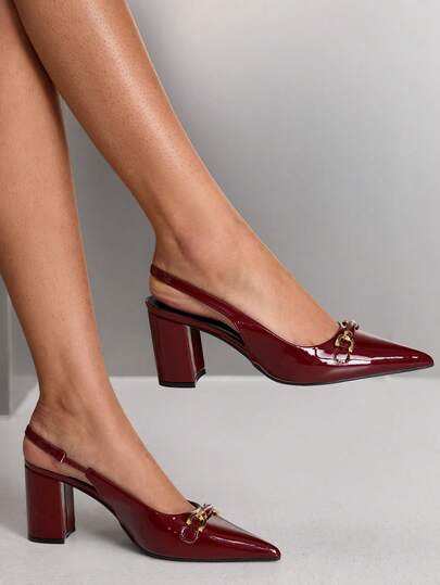 CUCCOO SZL Giày cao gót mũi nhọn đế dày dành cho nữ, thiết kế khóa kim loại, màu trơn, kiểu dáng gợi cảm, thanh lịch và thời trang, phù hợp cho đi làm, hẹn hò, tiệc trà chiều, dự tiệc, buổi tối và mặc hàng ngày.