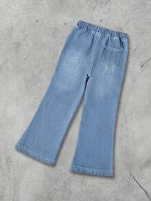 Quần ống loe thẳng màu xanh hải quân dành cho bé trai, chất liệu denim, phối màu tương phản. - Rửa nhẹ - Xem 2
