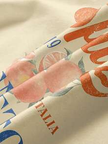 SHEIN Sweetro Women's Summer Italia Veneto Cocktail Lemon Orange Fruit Print Cropped Camisole Top, Y2K Style Beach Vacation Outfit - Apricot - View 3