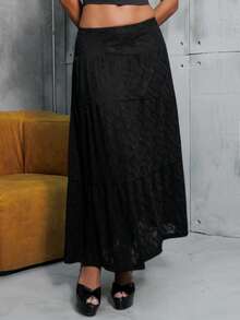 Hariany Almeida Women's All-Season Concert Rave Festival Going Out Rave Lace Black Skirt - Black - View 4