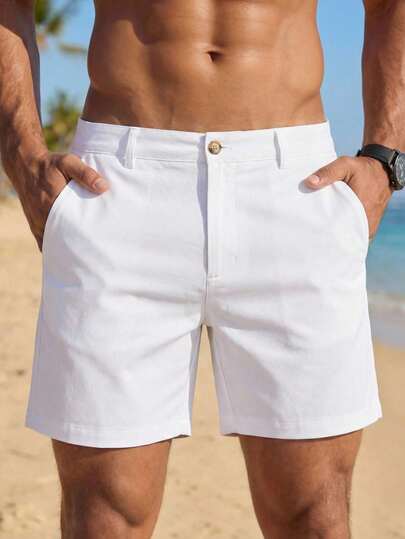 VIVINTIMO Quần short ống đứng nam đan móc Nylon Cool Yee Haw trơn toàn màu trắng Kỳ nghỉ gợi cảm cho chồng