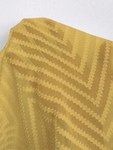 Vionelle Camisola feminina plus size de cor sólida com detalhes em renda - Amarelo Mustarda - Ver 7
