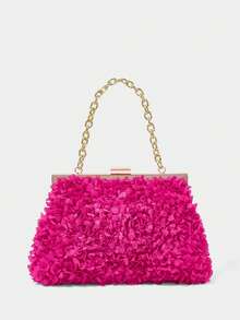 SHECARRY Túi hoa lãng mạn, túi cầm tay, túi dự tiệc cưới, túi ăn tối. - Màu Hồng Tươi - Xem 6