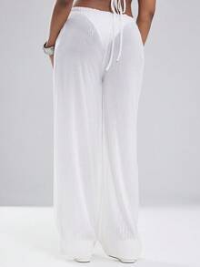 Coolane Women's Summer Vacation Outfits Beach Outfits Chic Party Hippie Knit Sequin Straight Beige Pants - Multicolor - View 2