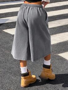 Muchica 女士复古水洗刺绣牛仔短裤 - 灰色 - 查看 2